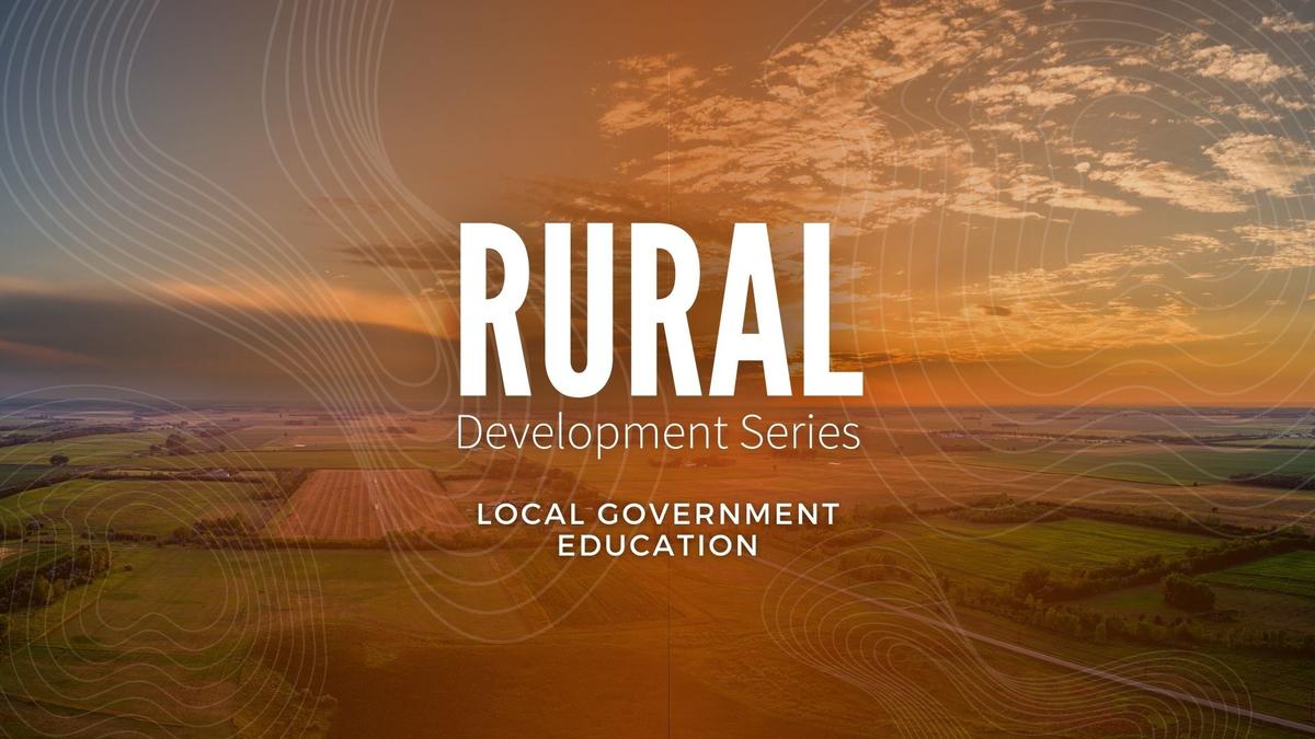 Rural Development Series visual with ag landscape. 